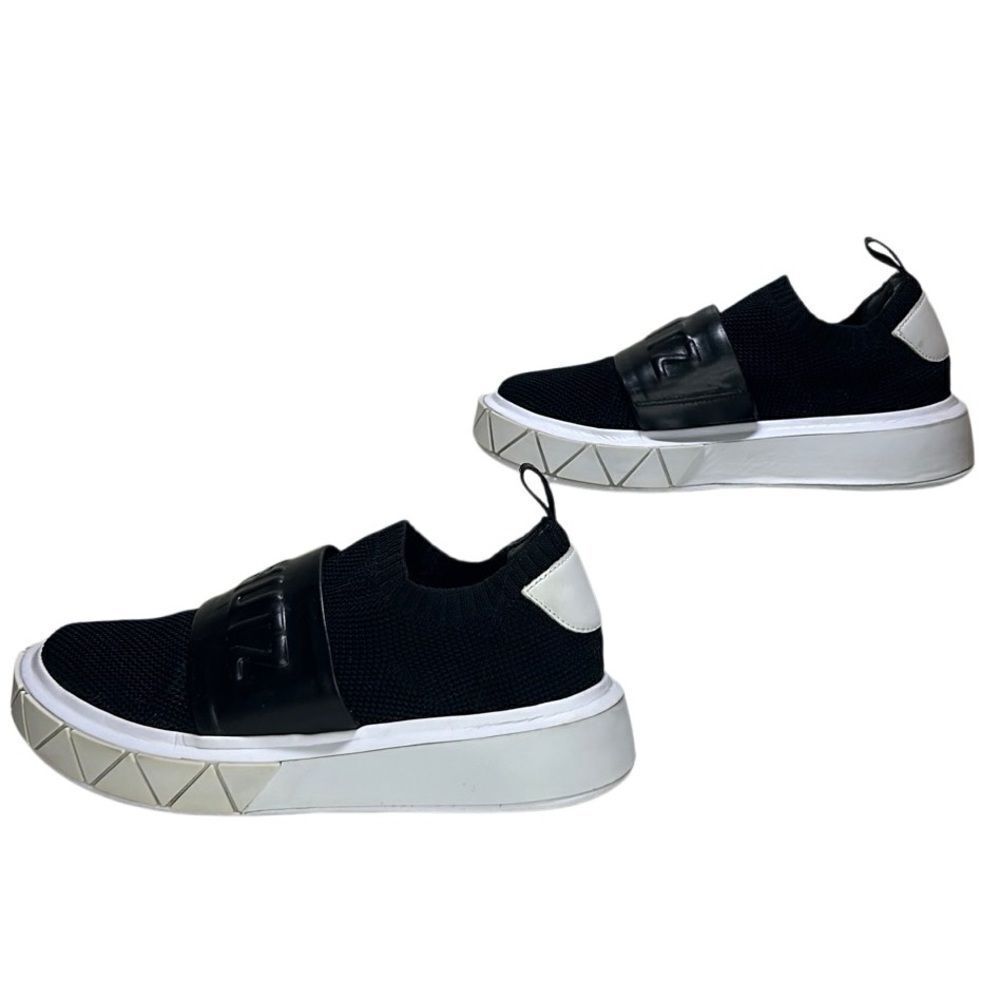 Schutz - Tennis Platform Shoes w/ Logo Strap, Knit, Slip On - Size 7.5, Black - Picture 3 of 16